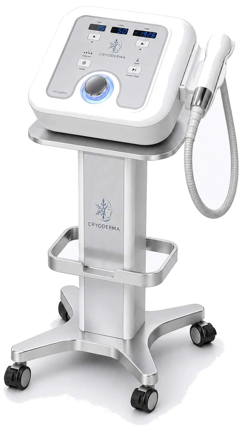 クライオダーマ本体とカート（TMC KOREA・冷却−15℃／温熱+40℃）
